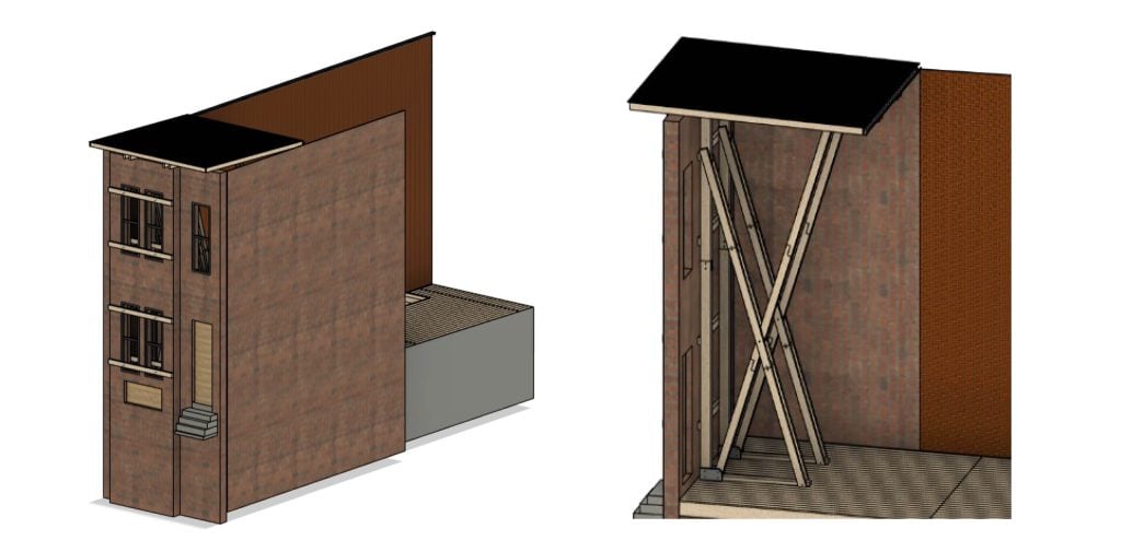 A 3D model of the stabilization design for 23 North Smallwood.