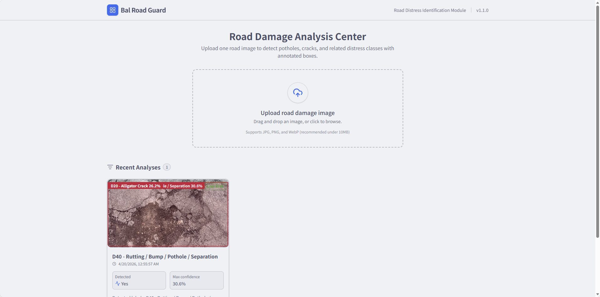 This is a demonstration of our Phase 1 webpage, which can identify vulnerability types, assign risk levels, and determine repair priorities.