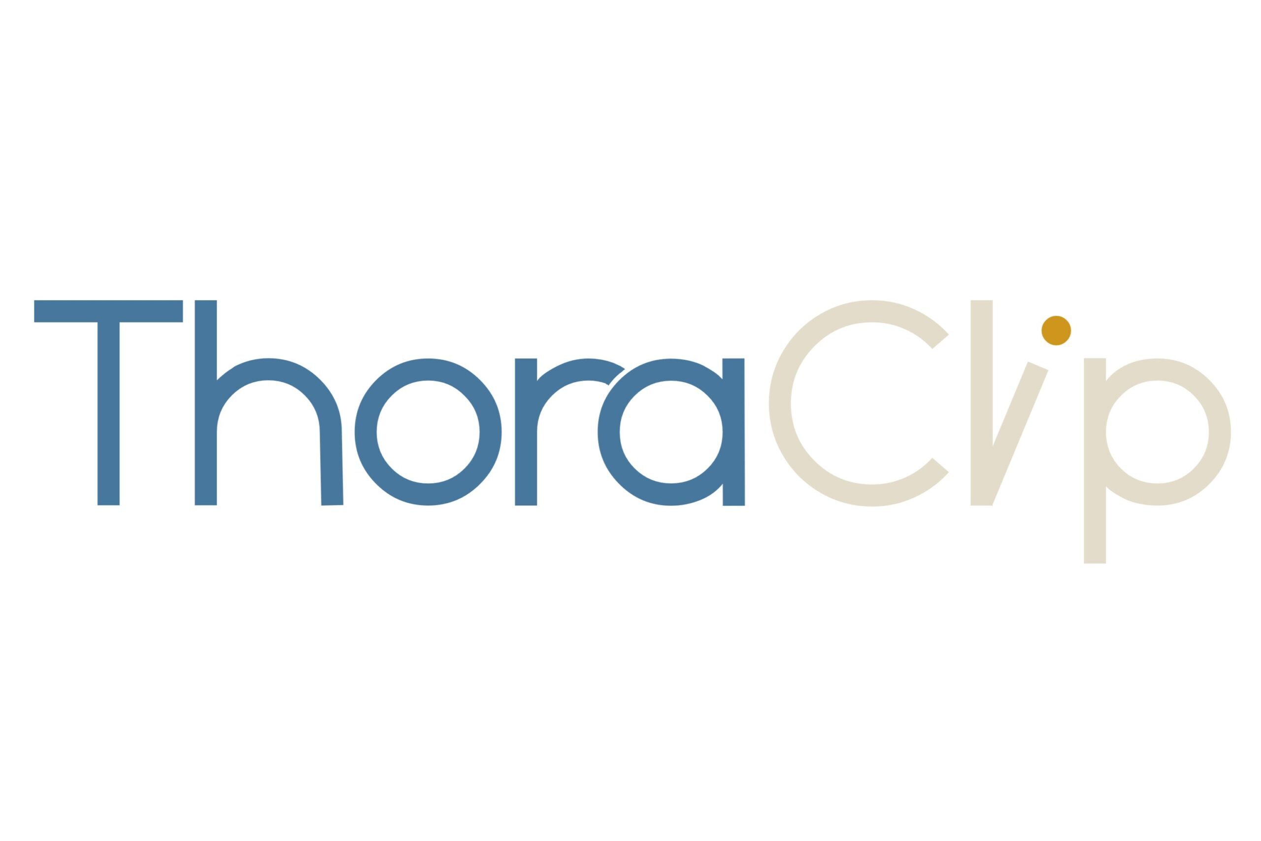 ThoraClip name stylized in logo form, with a small clip as part of the “l” and “i” letters.