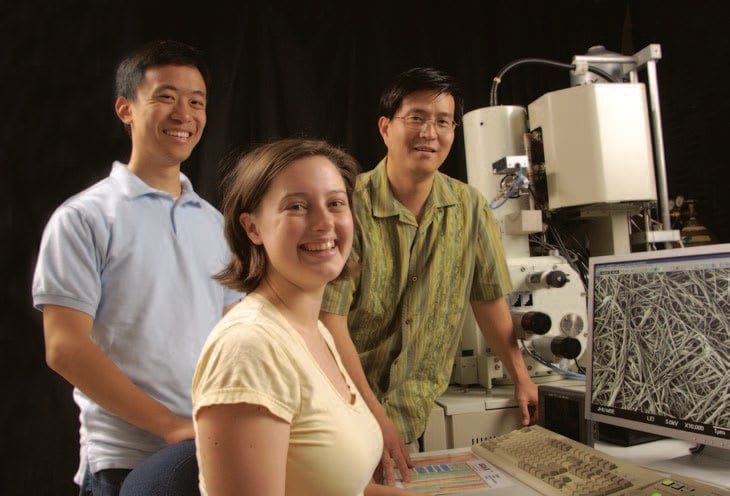 Ben Tang and Caroline McEnnis with assistant professor Michael Yu