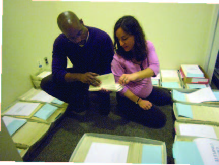 To make sure no mistakes are made, admissions counselors Jeremiah Shepherd and Rachel Cowan-Jacobs sort through rejection letters before the big mail drop.
