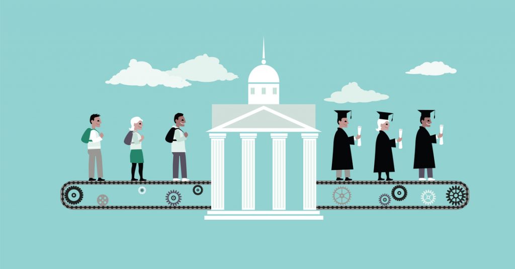 Illustration of students graduating