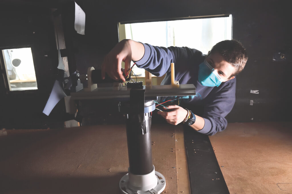 Johns Hopkins Mechanical Engineering student working at Wind Tunnel