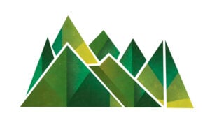 Illustration of green, pointy trees