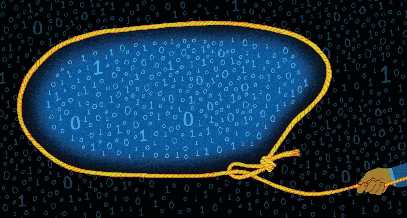 An image of a hand holding a lasso filled with numbers.