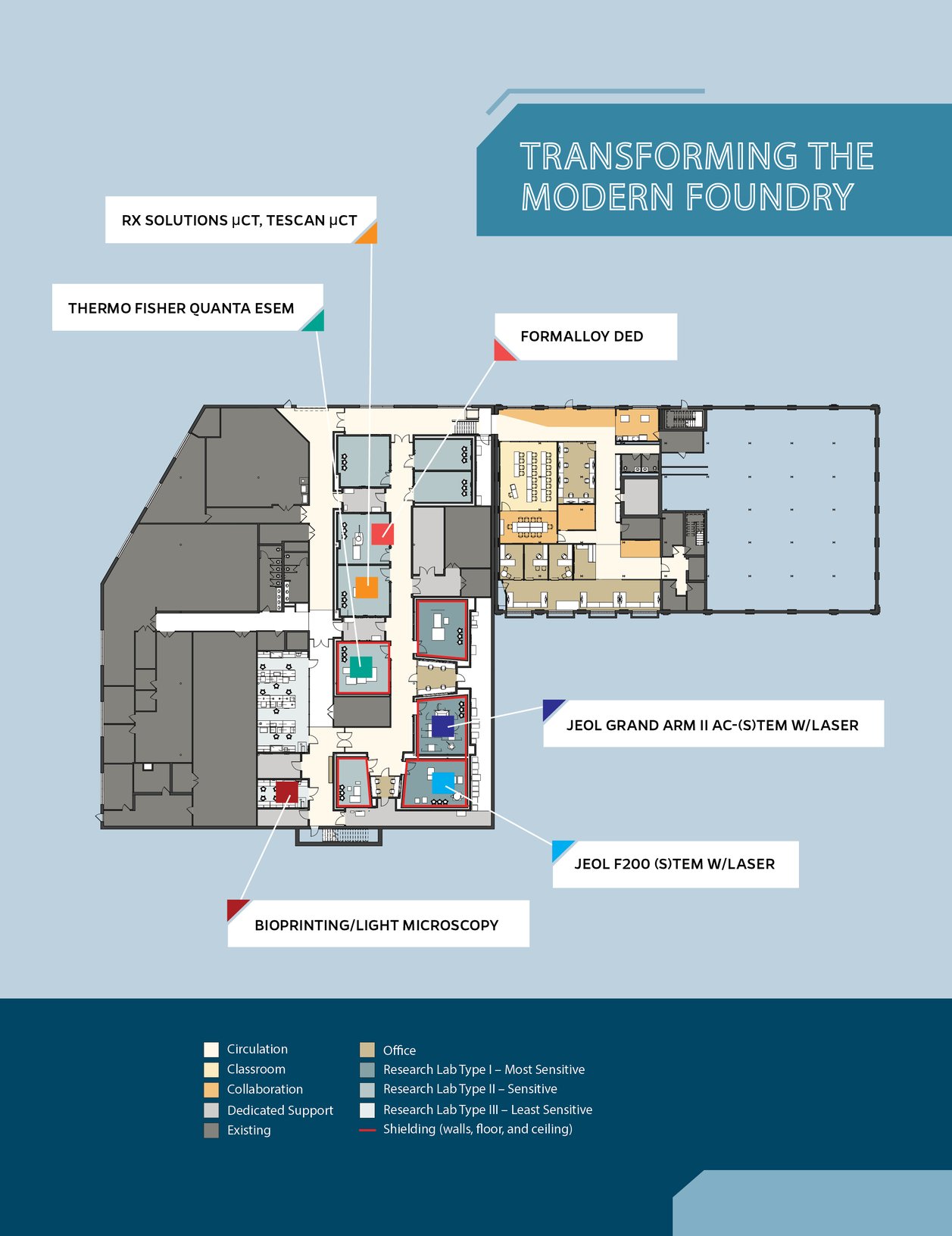 Map of the Materials Characterization Processing facility