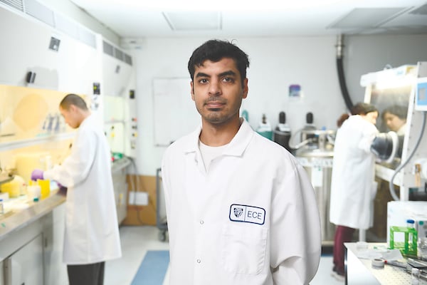 Sreyas Chintapalli in a lab