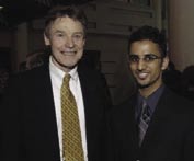 Agarwal honored his mentor in establishing the Masson-Agarwal Faculty Scholar in the Whiting School of Engineering. Agarwal’s son, Atin (right), a senior at the Krieger School of Arts and Sciences, has had a chance to meet his father’s mentor, Gerald M. “Gerry” Masson (left).