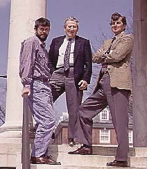 With his return to campus, Jones builds on the many contacts he made as a faculty member. In this 1991 Whiting School annual report photo, he is joined by Andrew S. Douglas (right), at the time associate professor of Mechanical Engineering, and C. Reginald Robba (center), at the time group supervisor in the Fleet Systems Department at the Applied Physics Laboratory (and now assistant to the department head for planning). Douglas, currently associate dean for academic affairs, served as interim dean until Jones’ appointment.