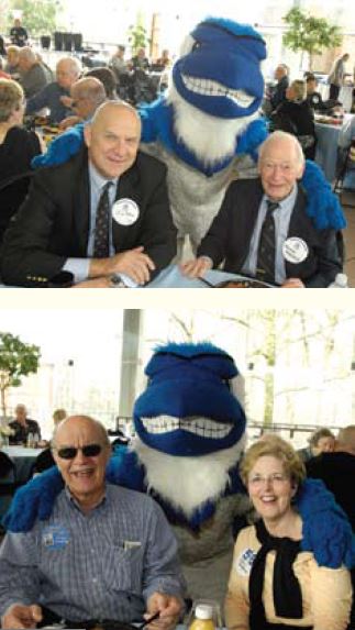 dean’s breakfast The Blue Jay stopped into the Dean’s breakfast for engineering alumni on Saturday morning. Here he is pictured with James Pitts ’73 ’77 and frank krantz ’49 (top) and Cecilia & george Hudgins ’58 ’71 (bottom).
