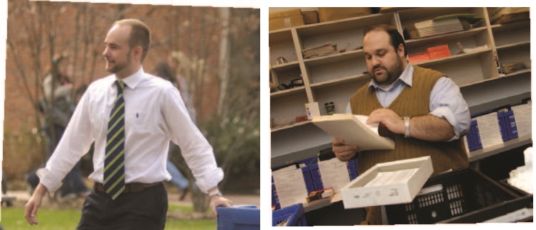 Admissions counselors Daniel Creasy (left) and Mark Butt, contribute to the entire admissions process—from meeting students at their high schools to first round reviews, small committee deliberations, drawer checks, and, finally, the mailing