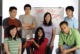 A Cure for Pain: (left to right) Alice Wu, Henry Chang, Joseph Wood, Dhanya Rangara, Shaoi Zhang, Meet Patel, Vincent Wu. Hyun-Sun Seo not pictured.