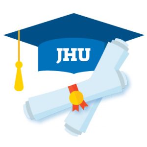 Illustration of a JHU cap and diploma