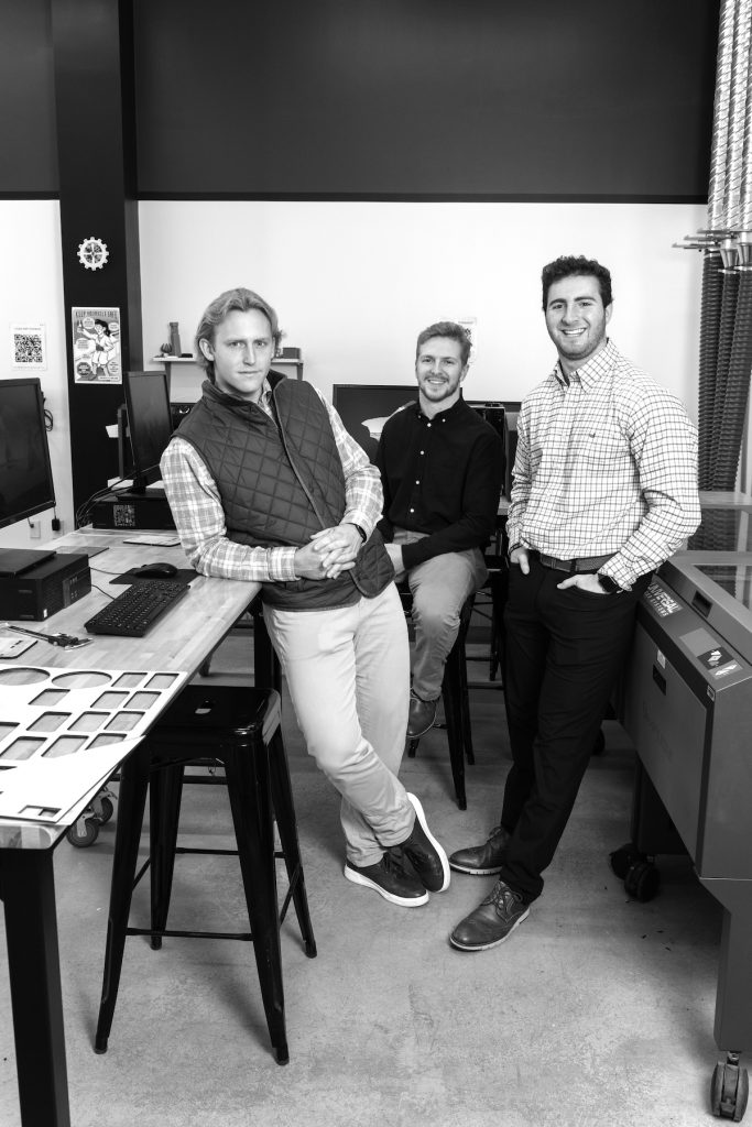 Left to right: students Mike Eberle, Patrick Kelly, and Aaron Shapiro want to help golfers improve their game.