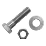Photograph of a screw, washer, and nut