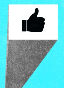 decorative illustration of Facebook "like" icon