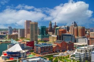 Photo of Baltimore skyline with inner harbor