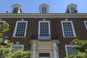 View of one of the buildings on the JHU campus.