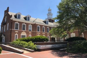 View of the one of the buildings on Johns Hopkins University Campus.