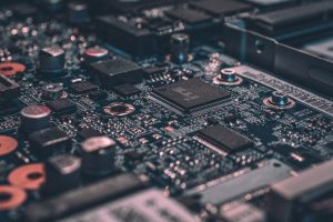 A microscopic view of microprocessor.