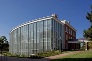 A view of the Malone hall, of the JHU campus, from the outside.