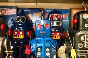 Four toy robots