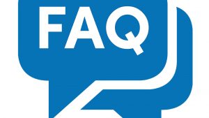 An icon of square message bubble with 'FAQ' text on it.