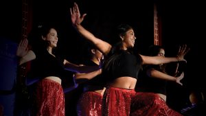 Four dancers from JHU JOSH perform a routine.
