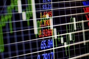 A chart on a screen showing price changes in a stock.