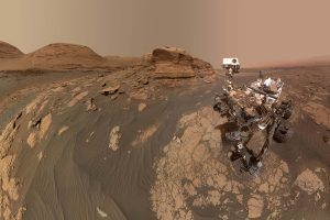 A photo of the Curiosity rover on Mars