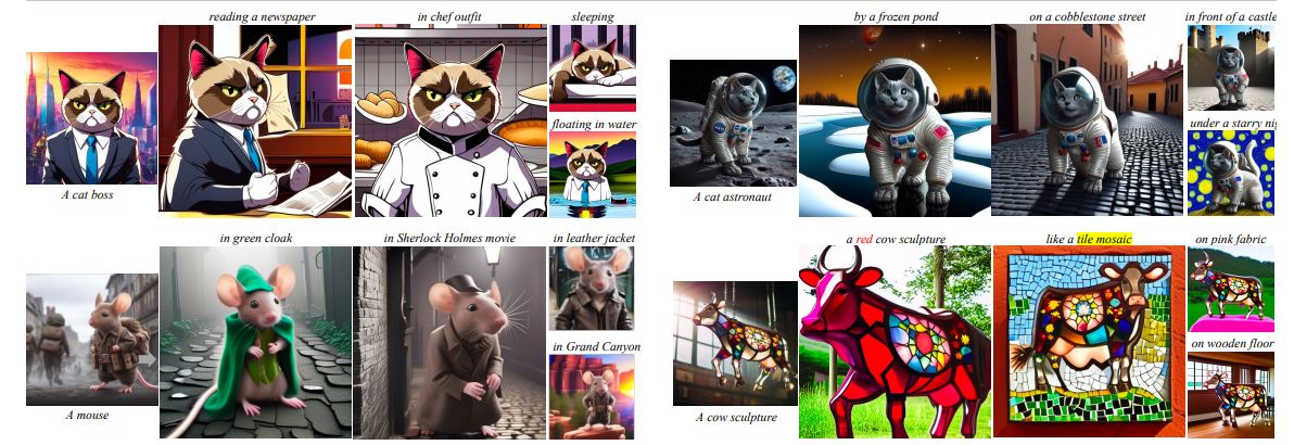 A series of images of creatures in various costumes, settings, and designs, demonstrating consistency. 