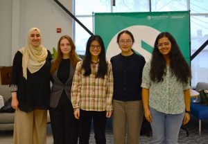 (L to Right) Nusaybah Abu-Mulaweh, Megan Lim, Hermione Cordeiro Larkin, Sunny Li, and Himanshi Sharma