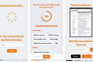 Three screenshots of Jobiter’s resume optimization workflow.