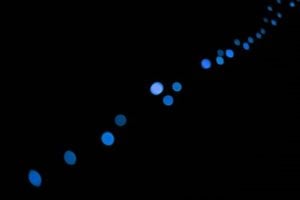 Blue lights in the dark.