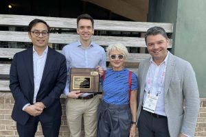 A group picture of (from left) Anthony C. Li, Michael C. Waight, Natalia Trayanova, and Magdi M. Saba with the 2025 James T. Willerson Award in Clinical Science at the AHA conference.