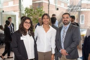 MSEM alum Niles Pierson with teammates Sahnya Abdulla and Sara Chopra at the 2023 HopStart: Hopkins New Venture Challenge.