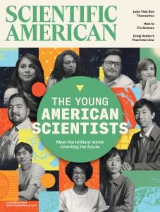 Cover of Scientific American magazine showing portraits of scientists